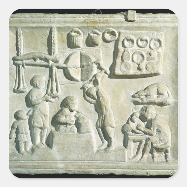 Relief depicting the interior of a forge square sticker (Front)