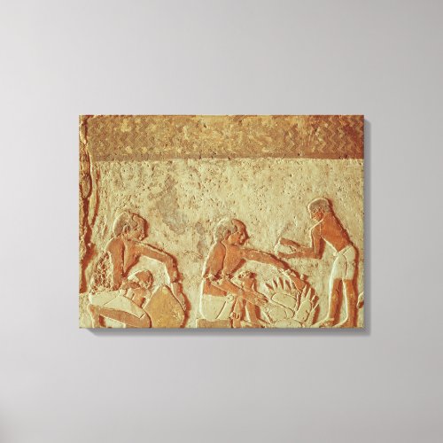 Relief depicting the making and baking of bread canvas print