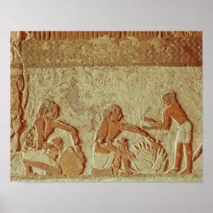 Relief depicting the making and baking of bread poster