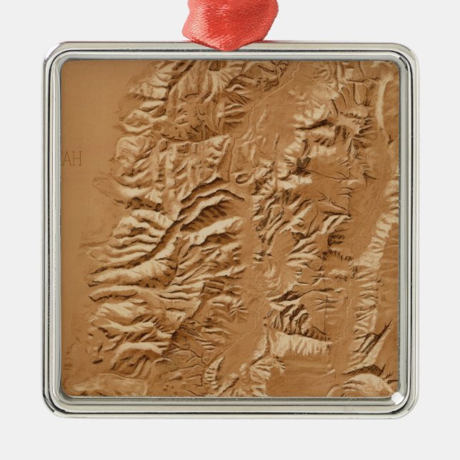 Relief map of Utah Metal Ornament (Front)