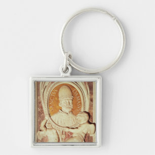 Relief of Damasus I on a nave pilaster Keychain