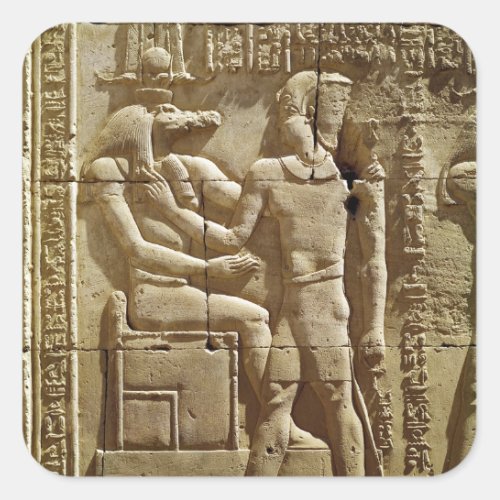 Relief of Sobek and Ptolemy VI Philometor Square Sticker