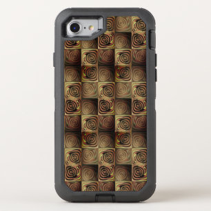 Relief of squares with brown gradient circles OtterBox defender iPhone SE/8/7 case