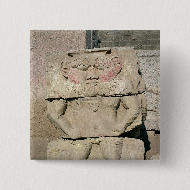 Relief of the Egyptian household god, Bes Button (Front)