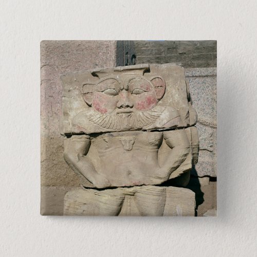 Relief of the Egyptian household god Bes Button