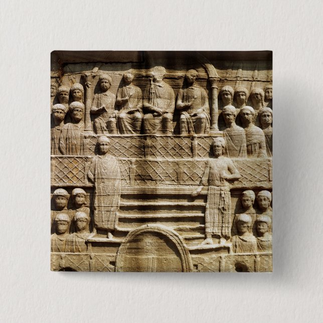 Relief on the base of the Obelisk of Theodosius Button (Front)