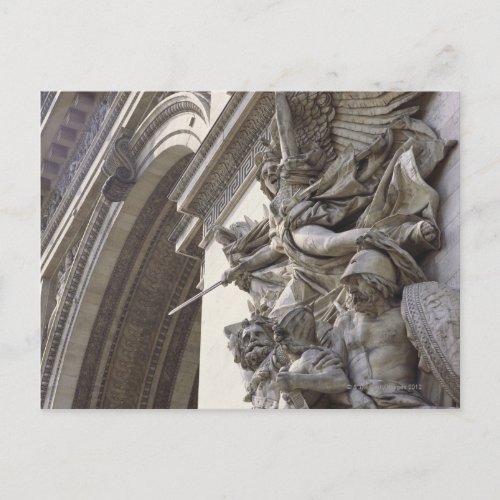 Relief sculpture on Arc de Triomphe in Paris Postcard