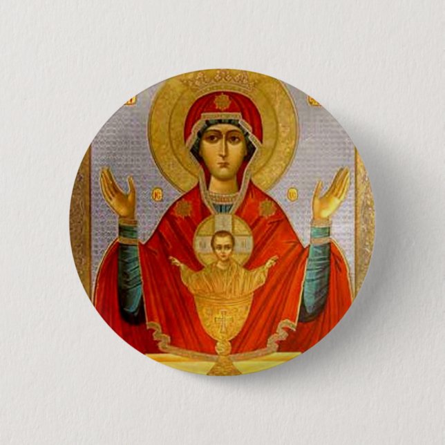 religeous icon holy mary and child button (Front)