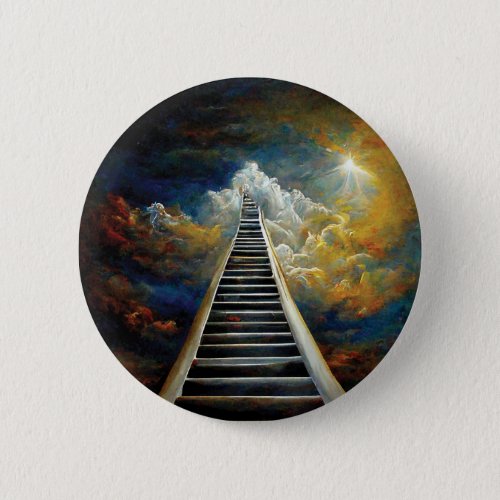 Religion and Afterlife Painting Stairway To Heaven Button