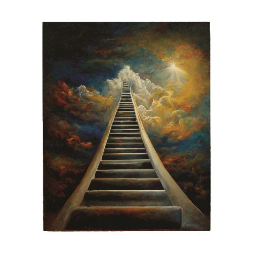 Religion and Afterlife Painting Stairway To Heaven Wood Wall Art