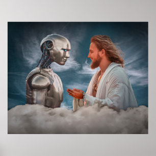 Religion and AI conceptual artwork (AI) Poster