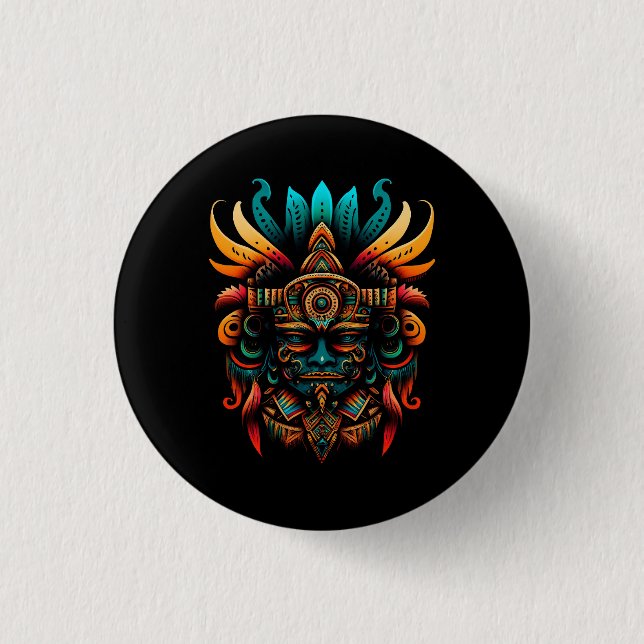 Religion Aztec God Tlaloc Mayan Mythology Deity Me Button (Front)