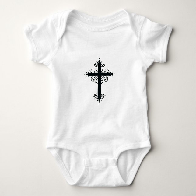 Religion Cross with an ornament Baby Bodysuit (Front)