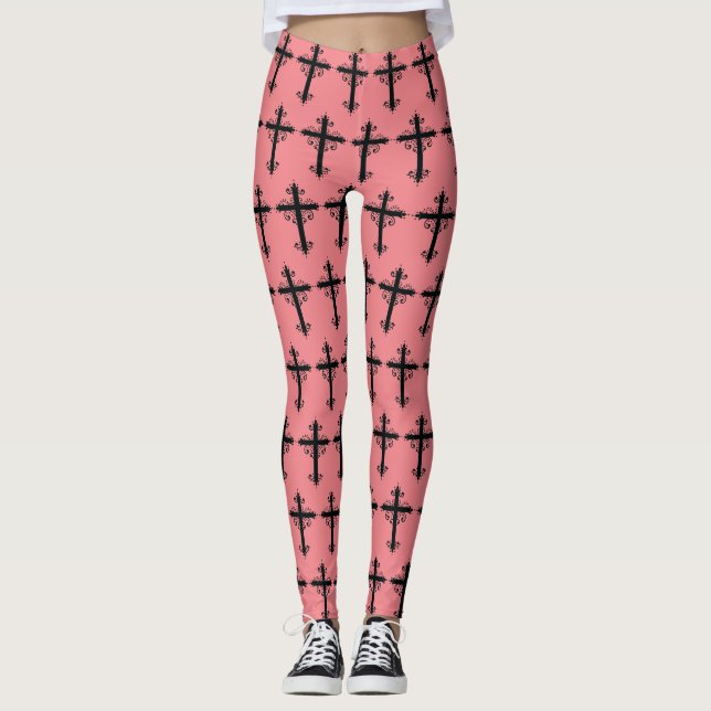 Religion Cross with an ornament Leggings (Front)