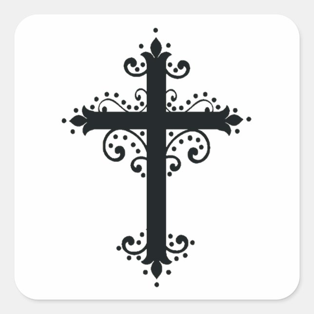 Religion Cross with an ornament Square Sticker (Front)