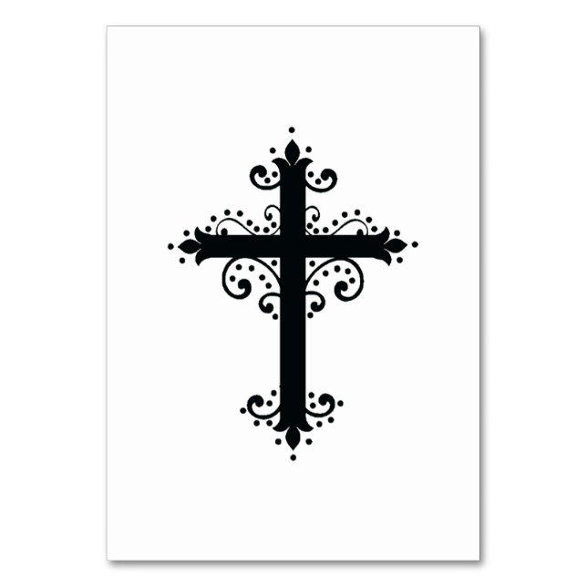 Religion Cross with an ornament Table Number (Front)