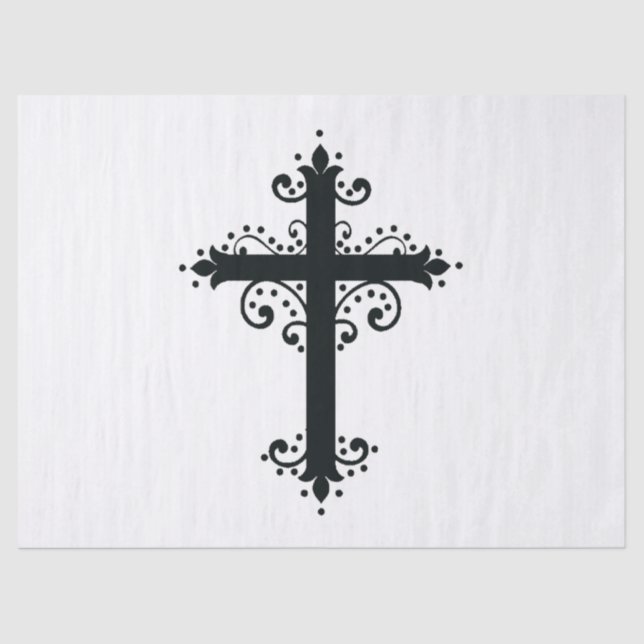 Religion Cross with an ornament Tissue Paper (Front)