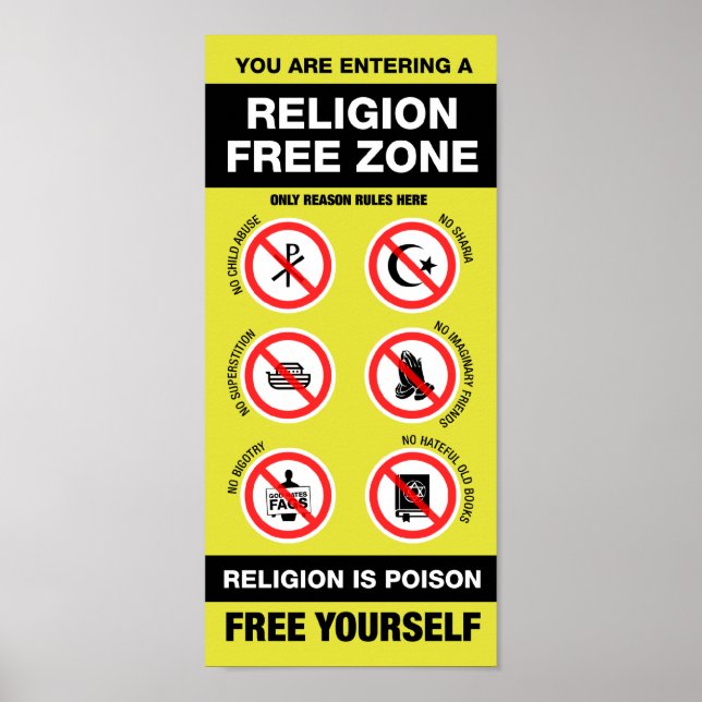 Religion Free Zone Poster (Front)