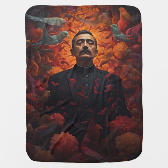 Religion Gift Mexico Jesus Malverde Baby Blanket (Front)