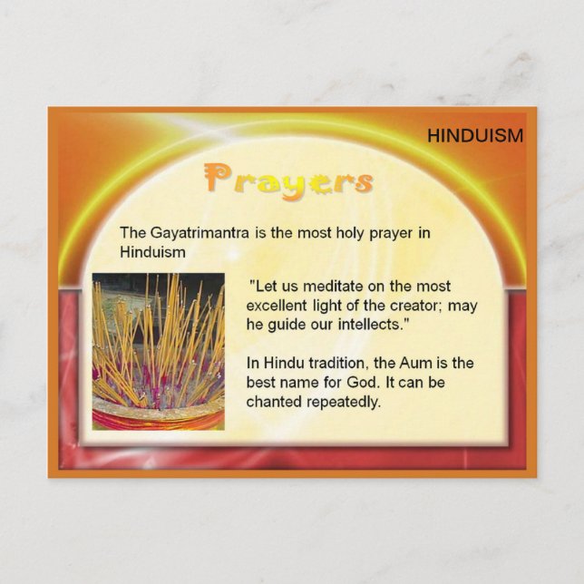 Religion, Hinduism,India,  Hindu Prayers Postcard (Front)