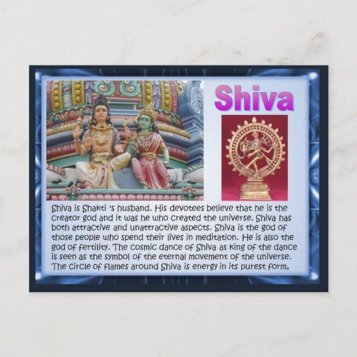 Religion Indian Hindu Gods Shiva Postcard