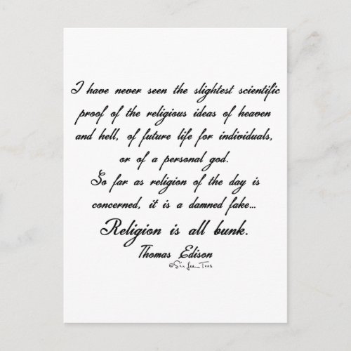 Religion Is Bunk 1 Postcard