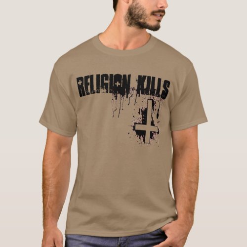 Religion Kills Blood Inverted Cross T_Shirt