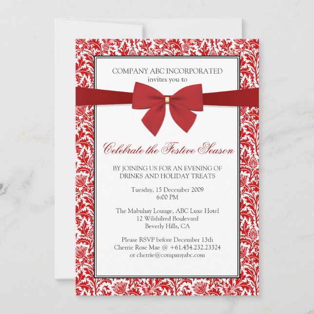 Religion Neutral Holiday Party  (Faux Ribbon) Invitation (Front)