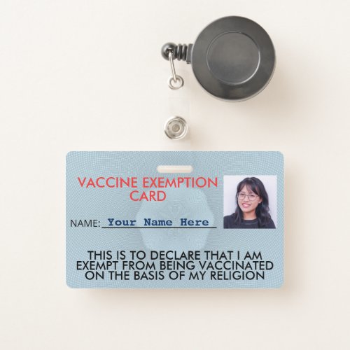 Religion Vaccine Exemption Card ID Badge