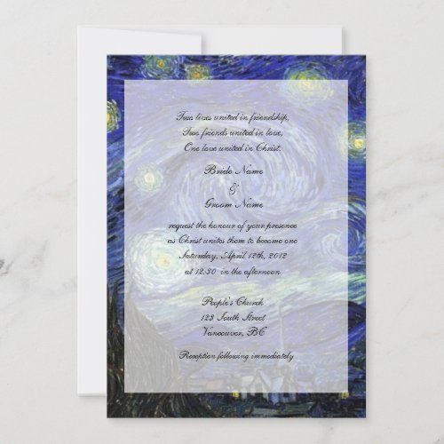 Religions wedding invitation, Starry Night