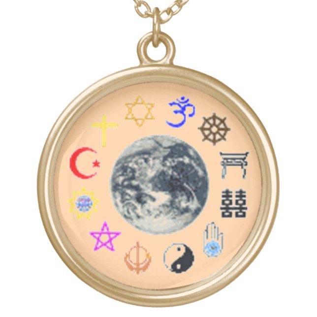RELIGIONS OF THE WORLD GOLD PLATED NECKLACE (Front)
