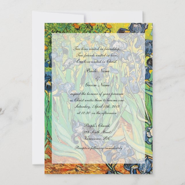Religions wedding, Vincent van Gogh,Irises Invitation (Front)