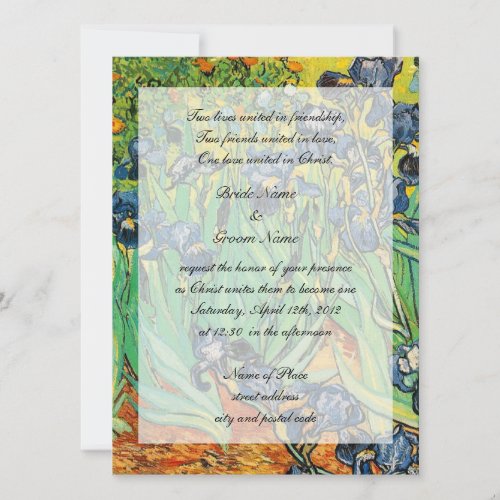 Religions wedding Vincent van GoghIrises Invitation