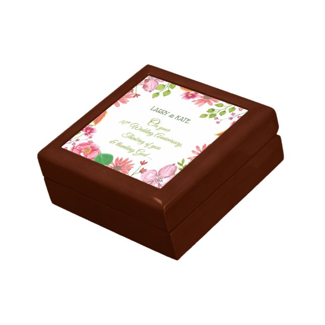 Religious 10th Wedding Anniversary Flowers Gift Box (Side)