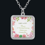 Religious 10th Wedding Anniversary Flowers Silver Plated Necklace<br><div class="desc">A decade of being together as a married couple is something worth celebrating. Join them today as they celebrate by sending this watercolor-look gift,  souvenir,  giveaway or party essential with a religious message.</div>