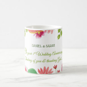 Religious 1st Wedding Anniversary Flowers Coffee Mug