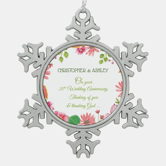 20th wedding anniversary christmas ornaments