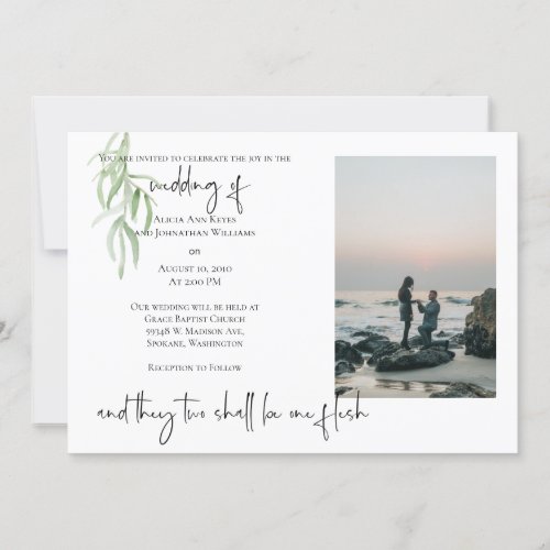 Religious 2 Photo Wedding Invitation Olive Branch