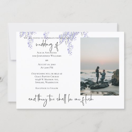 Religious 2 Photo Wisteria Wedding Invitation