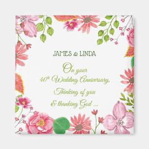 Religious 40th Wedding Anniversary Flowers Magnet
