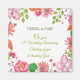 Religious 45th Wedding Anniversary Flowers Magnet