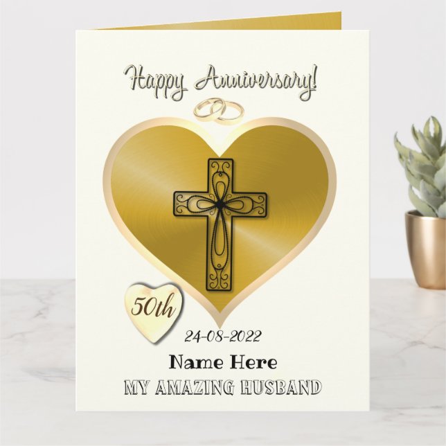 Religious 50th Anniversary Card For Husband (Small Plant)
