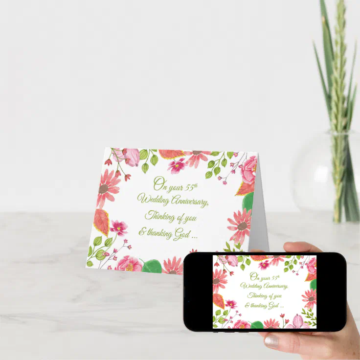 Religious 55th Wedding Anniversary Flowers Card Zazzle