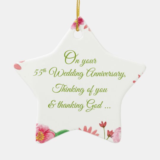 Religious 55th Wedding Anniversary Flowers Ceramic Ornament