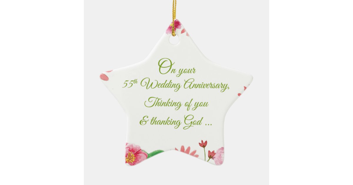 Religious 55th Wedding Anniversary Flowers Ceramic Ornament