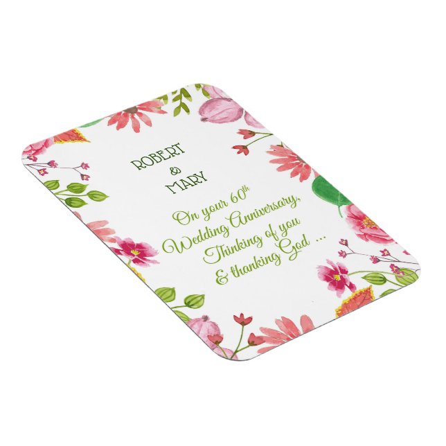 Religious 60th Wedding Anniversary Flowers Magnet (Right Side)