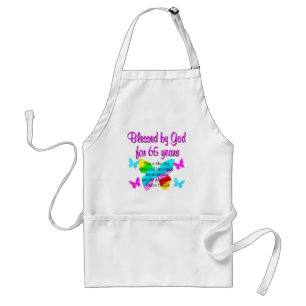 RELIGIOUS 65TH BIRTHDAY BUTTERFLY DESIGN ADULT APRON