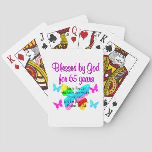 RELIGIOUS 65TH BIRTHDAY BUTTERFLY DESIGN POKER CARDS