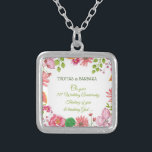 Religious 70th Wedding Anniversary Flowers Silver Plated Necklace<br><div class="desc">It is an inspiration to see a couple’s love and loyalty for each other for seventy years. Share the joy as a loving couple celebrate their 70th year wedding anniversary. Send this this beautiful watercolor-look designed gift,  souvenir,  giveaway or party essential.</div>