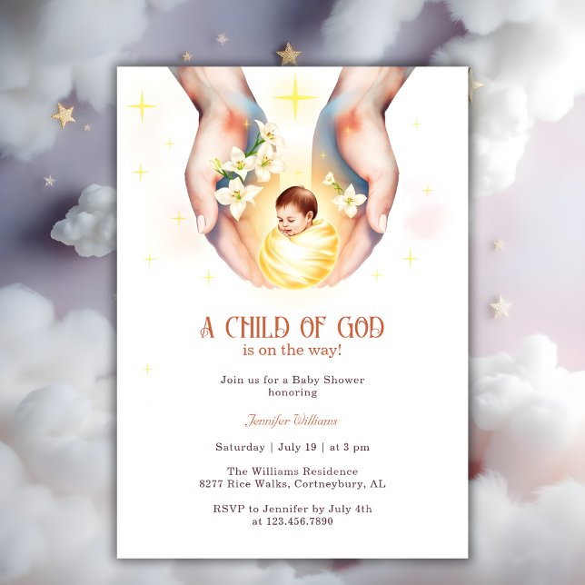 Religious A Child of God Christian Baby Shower Invitation (Religious A Child of God Christian Baby Shower Invitation)